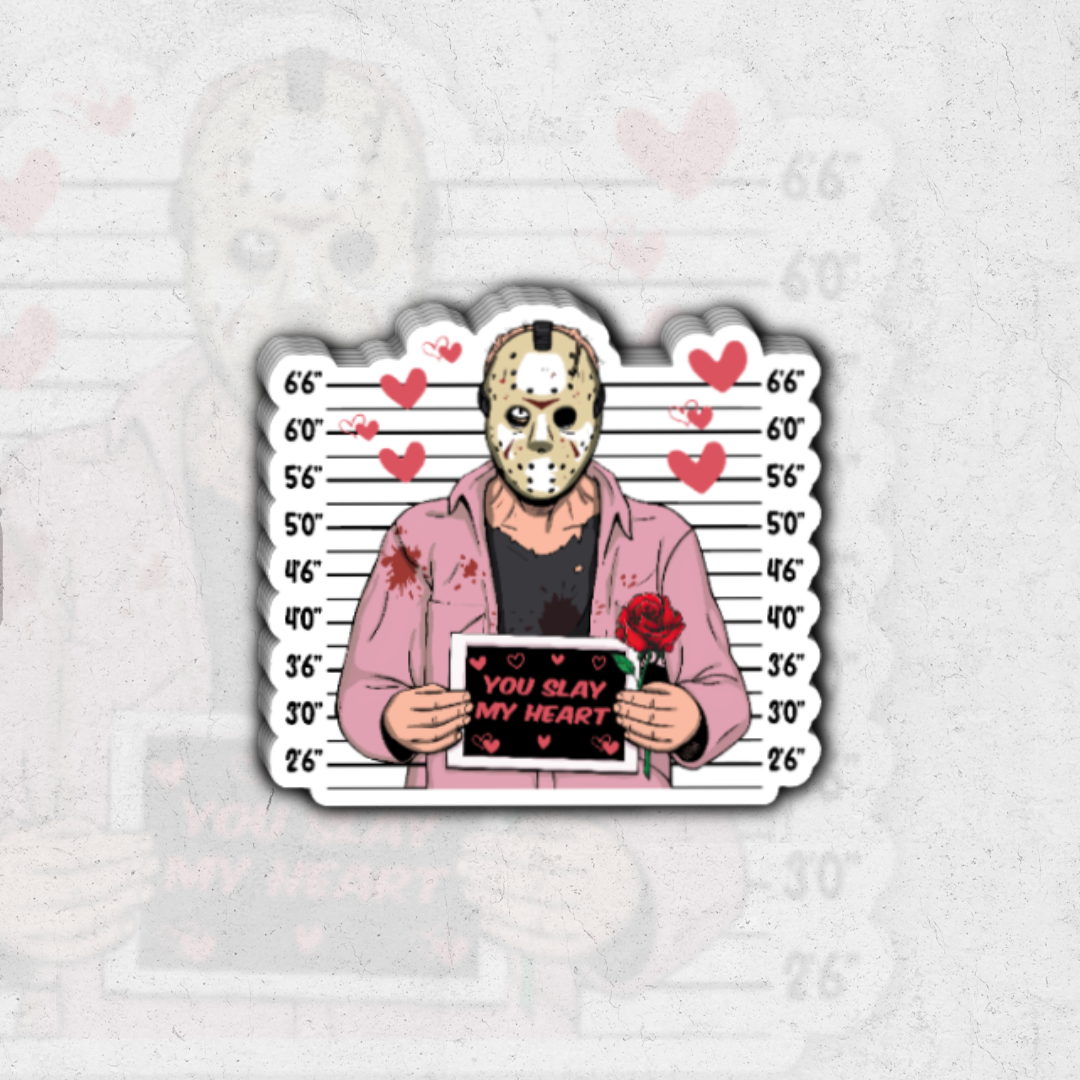 Jason voorhees you slay my heart - glossy vinyl sticker