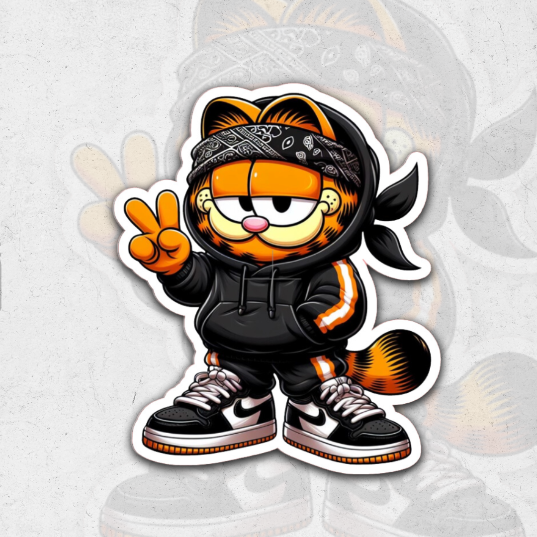 Garfield Dope piece sign - Glossy vinyl sticker