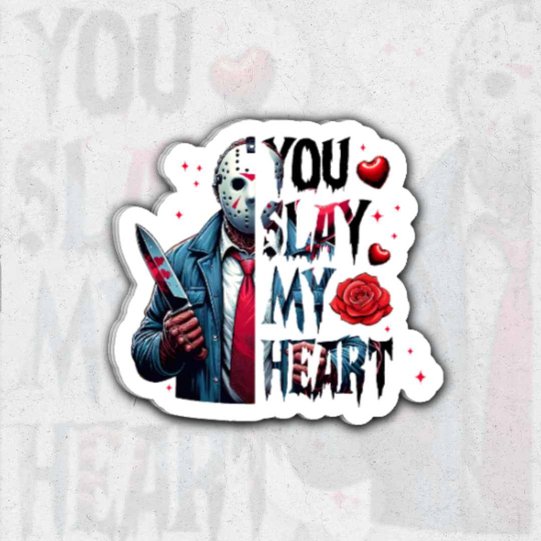 Jason voorhees you slay my heart - glossy vinyl sticker