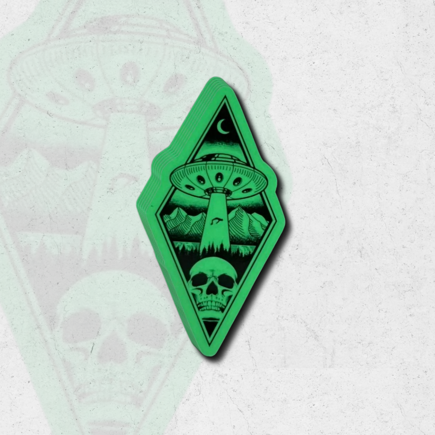 Skeleton UFO - glow in the dark vinly sticker