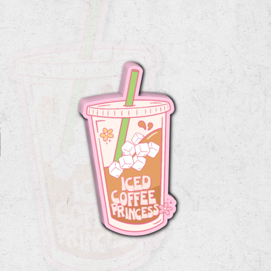 Iced coffee princess - glossy vinyl sticker
