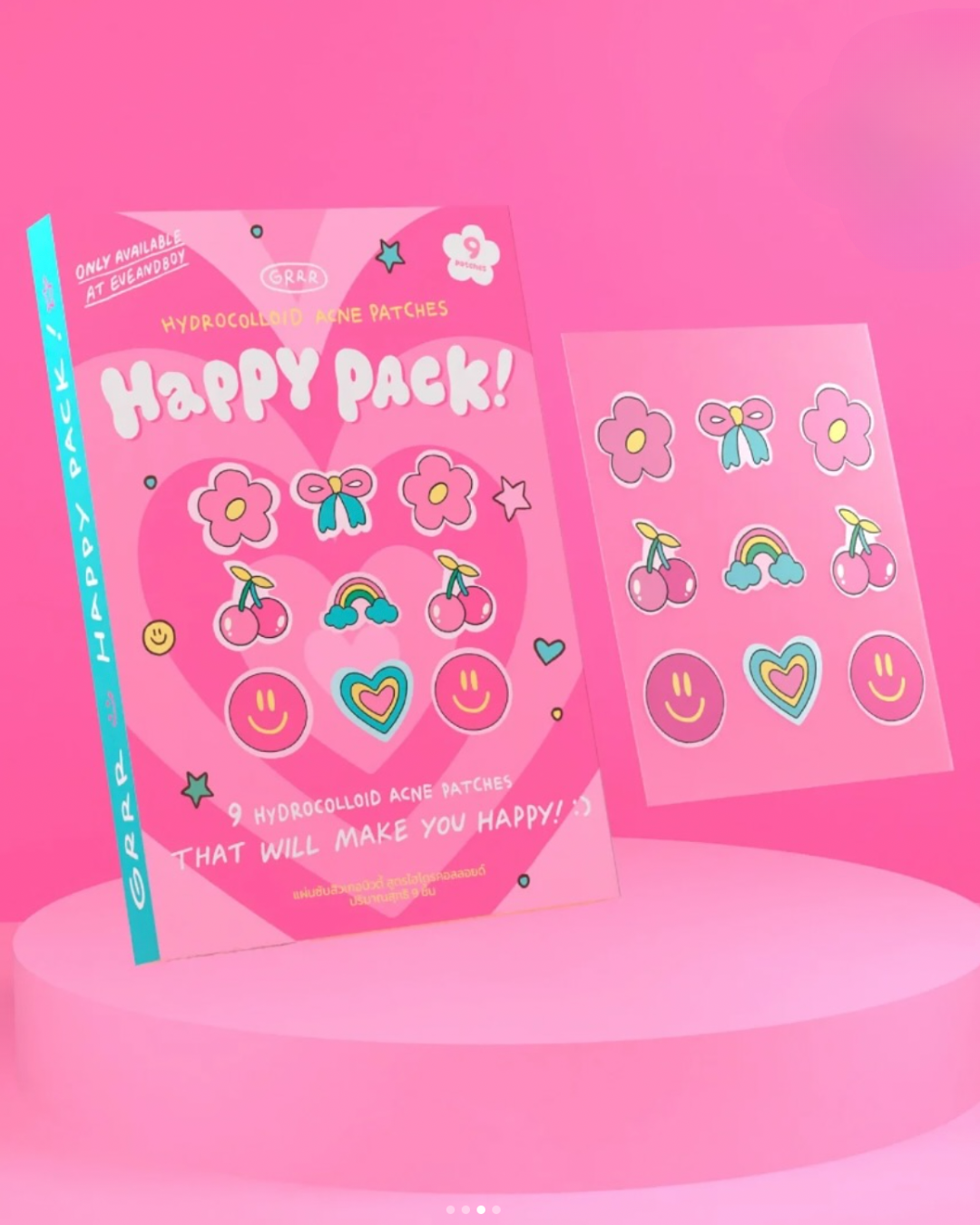 GRRR Hydrocolloid Acne Patches – 9 pcs (Happy Pack)