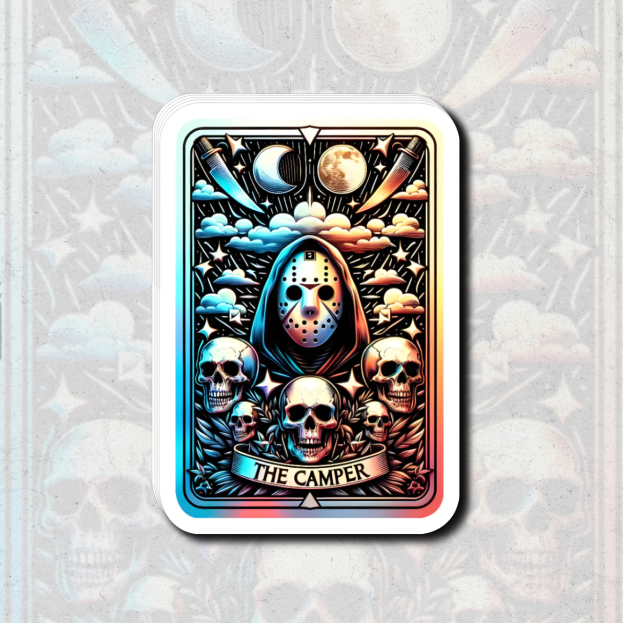 The camper (Jason Voorhees) tarot sticker - Holographic vinyl sticker