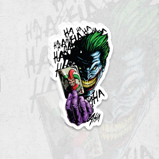 Joker crazy smile card - holographic vinyl sticker