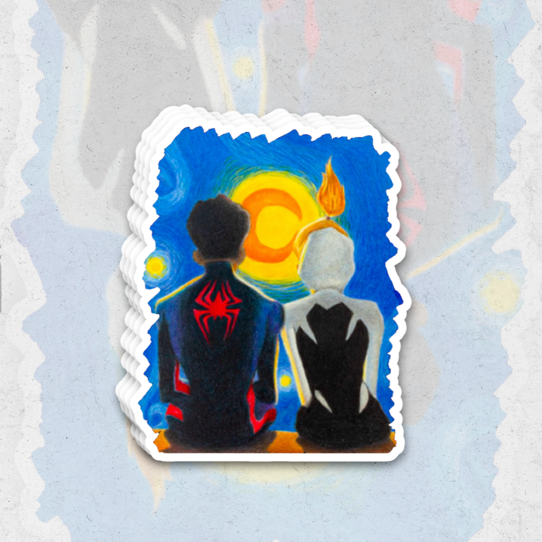 Spider-verse van Gogh style - holographic vinyl sticker