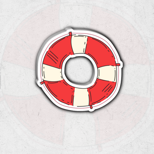 Summer floaty red and white- glossy vinyl sticker