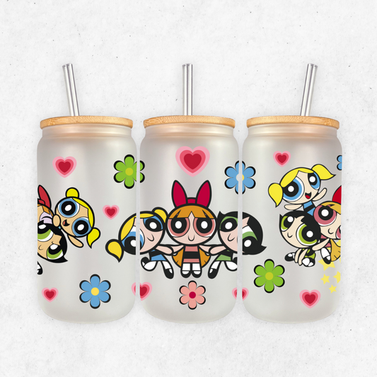 powerpuff girls glass cup