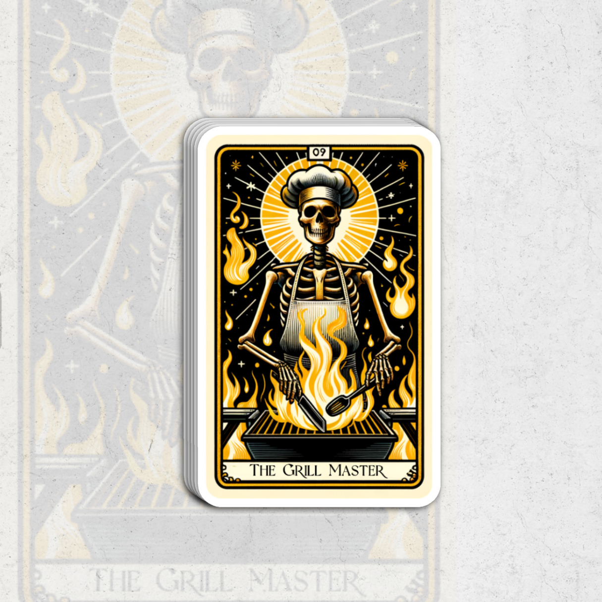 The grill master tarot card - glossy vinyl sticker