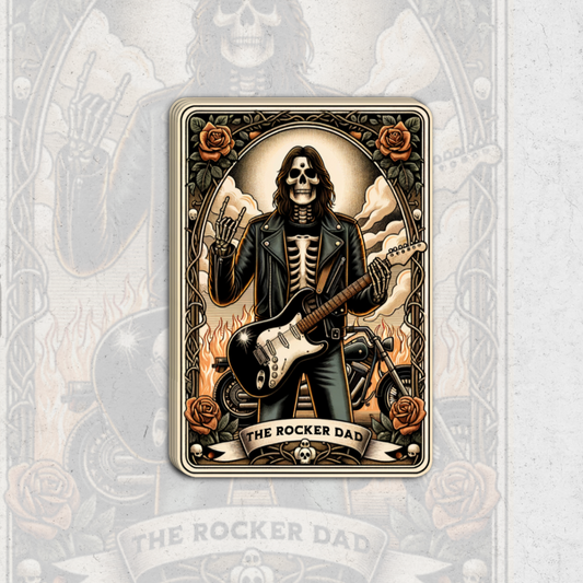 The rocker dad tarot card - glossy vinyl sticker