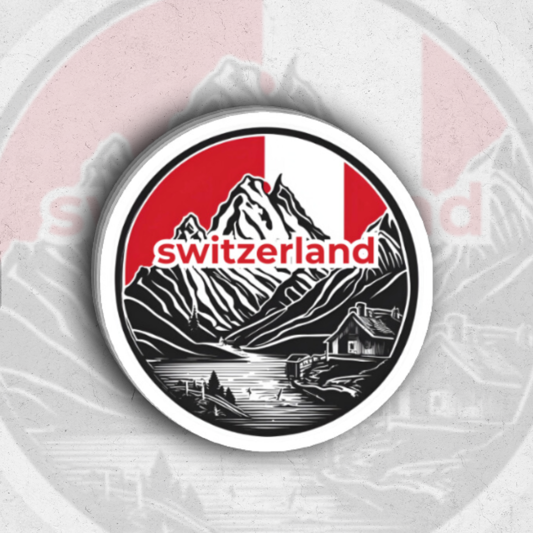 CH Switzerland Country Code Oval Vinyl Sticker – Glossy Car/Vehicle Decal