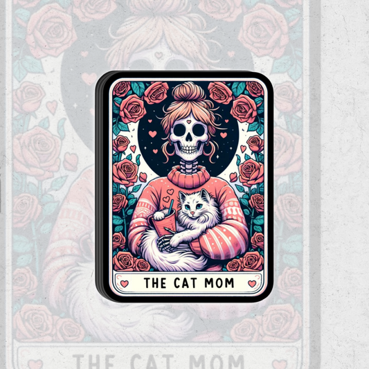 The cat mom tarot card - glossy vinyl sticker