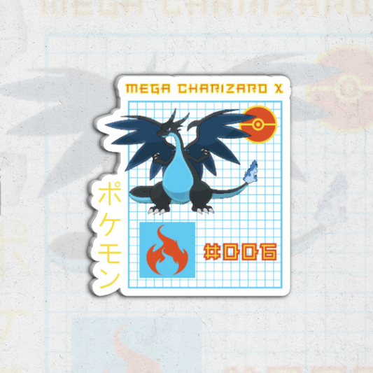 Mega charizard x (pokémon) - clear vinyl sticker