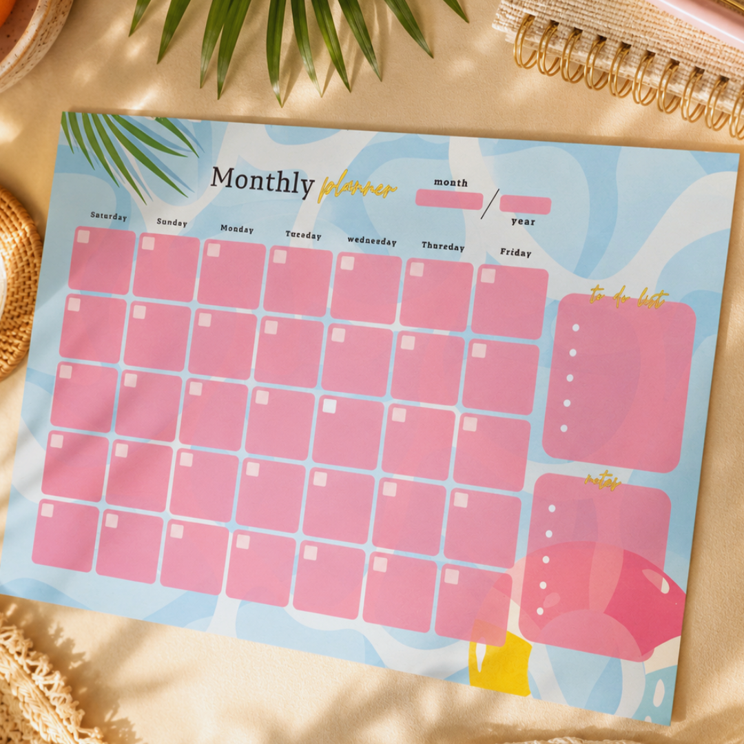 Summer time Monthly planner