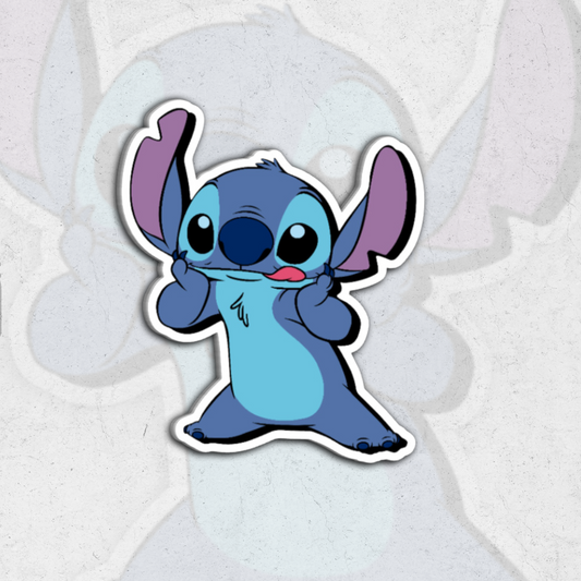 Stitch toung out - glossy vinyl sticker