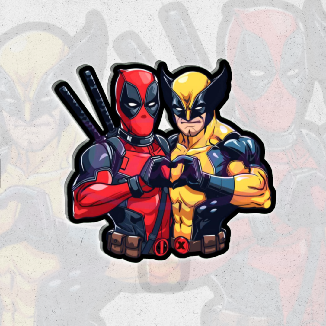DEADPOOL & WOLVERINE HEART - glossy vinyl sticker – sk sticker