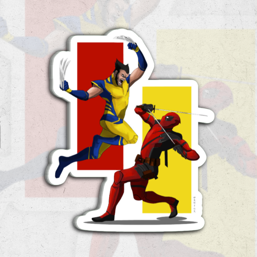 DEADPOOL vs WOLVERINE fight - glossy vinyl sticker – sk sticker