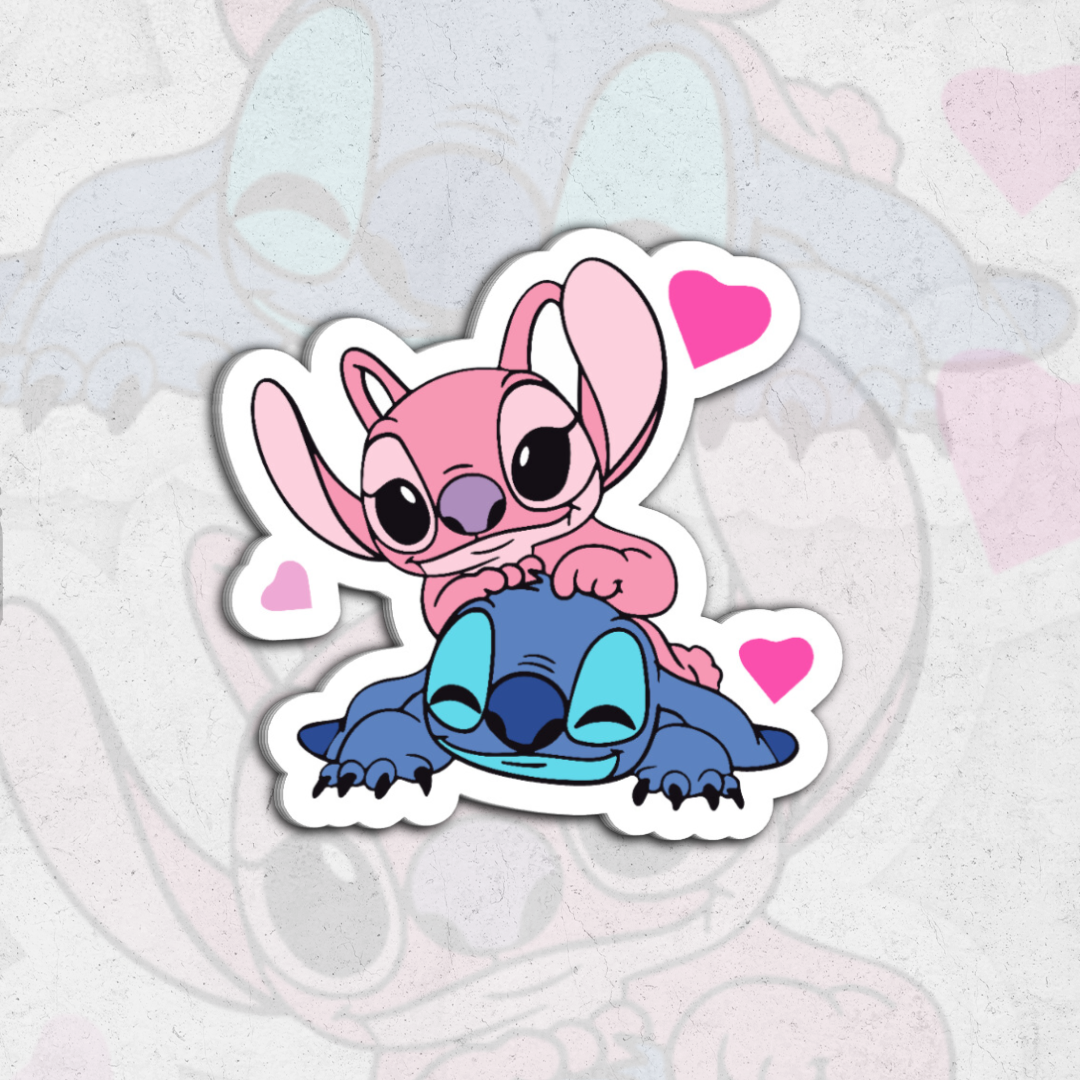 Stitch and angel  - holograhic vinyl sticker