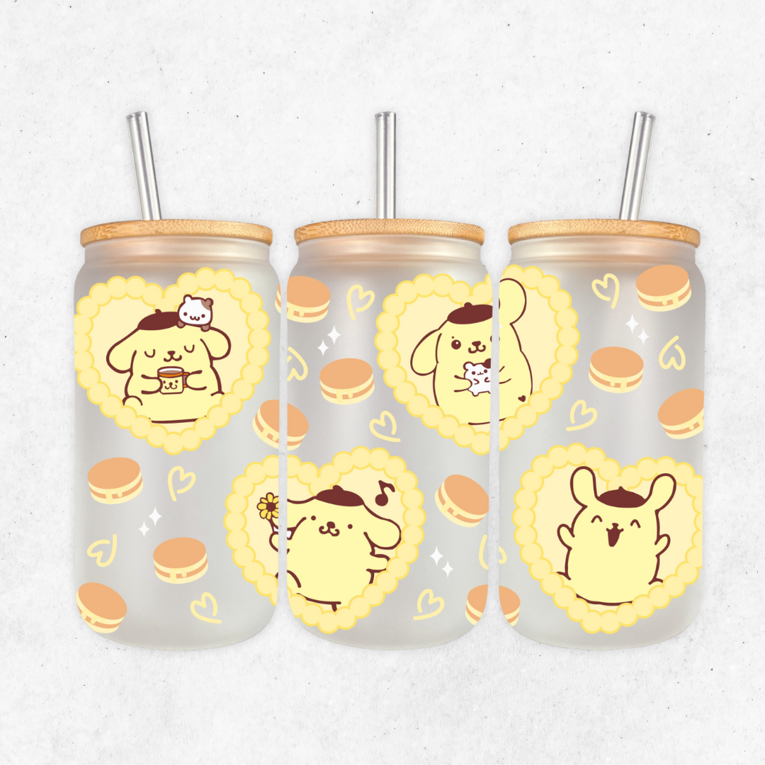 Pompompurin glass cup