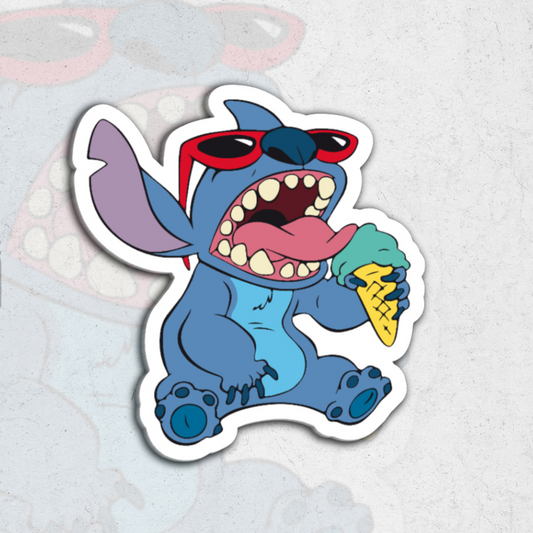 Stitch eating ice cream - holographic vinyl sticker