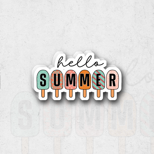 hello summer - glossy vinyl sticker