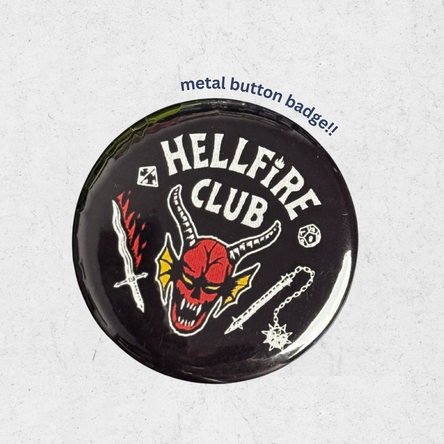 Stranger things Hellfire club black button pin