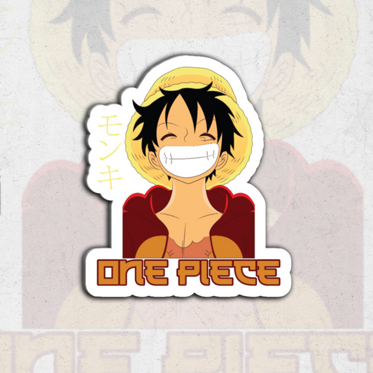 Lofi smiling (one piece) - glossy vinyl sticker