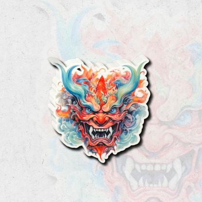 Japanese oni - clear vinyl sticker