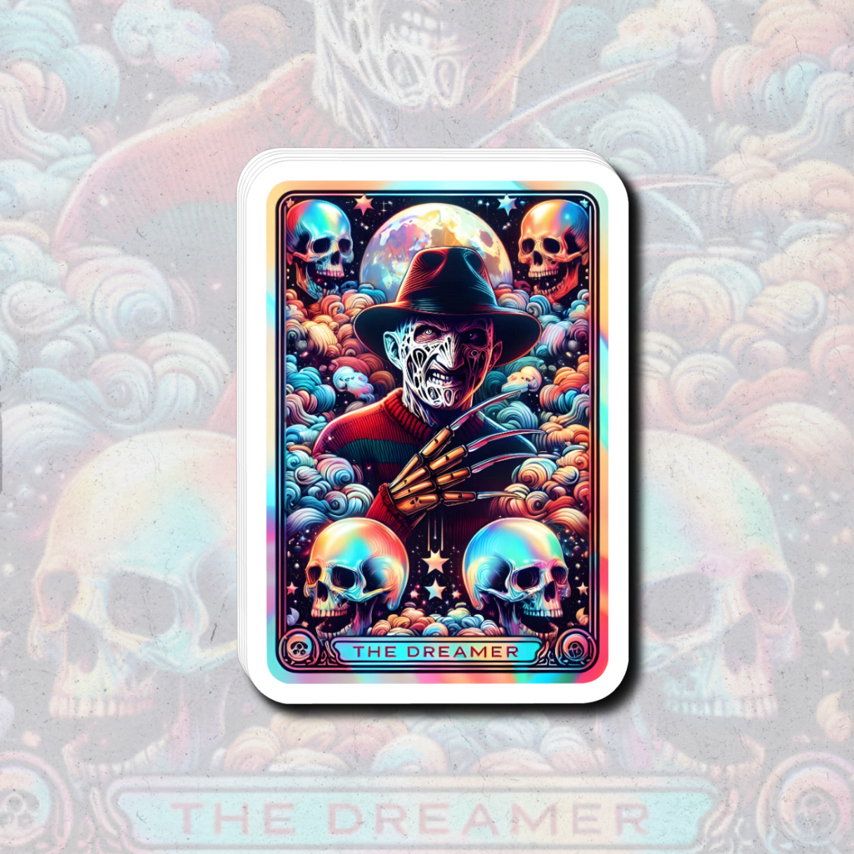 The dreamer (Freddy Krueger) tarot sticker - Holographic vinyl sticker